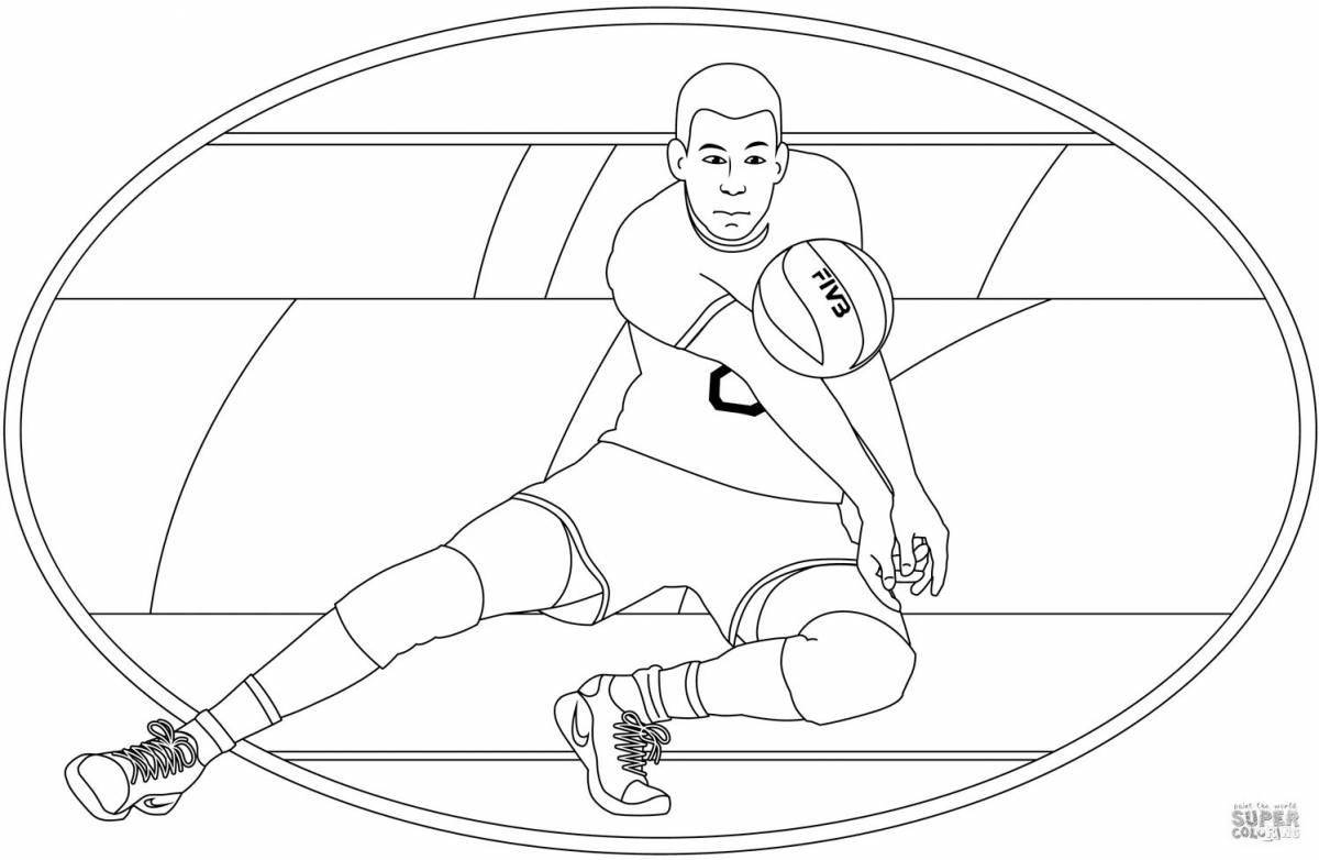 Colorful volleyball coloring book for younger students
