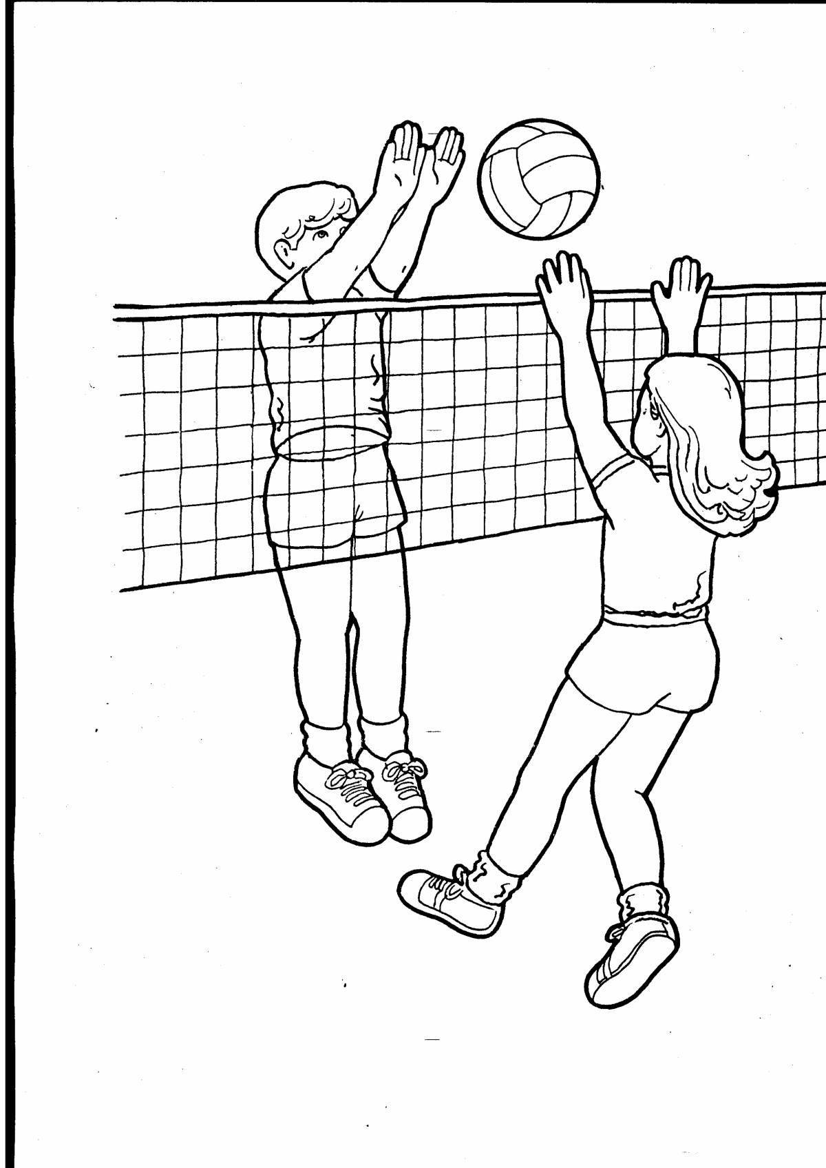 Colorful volleyball coloring book for high school students