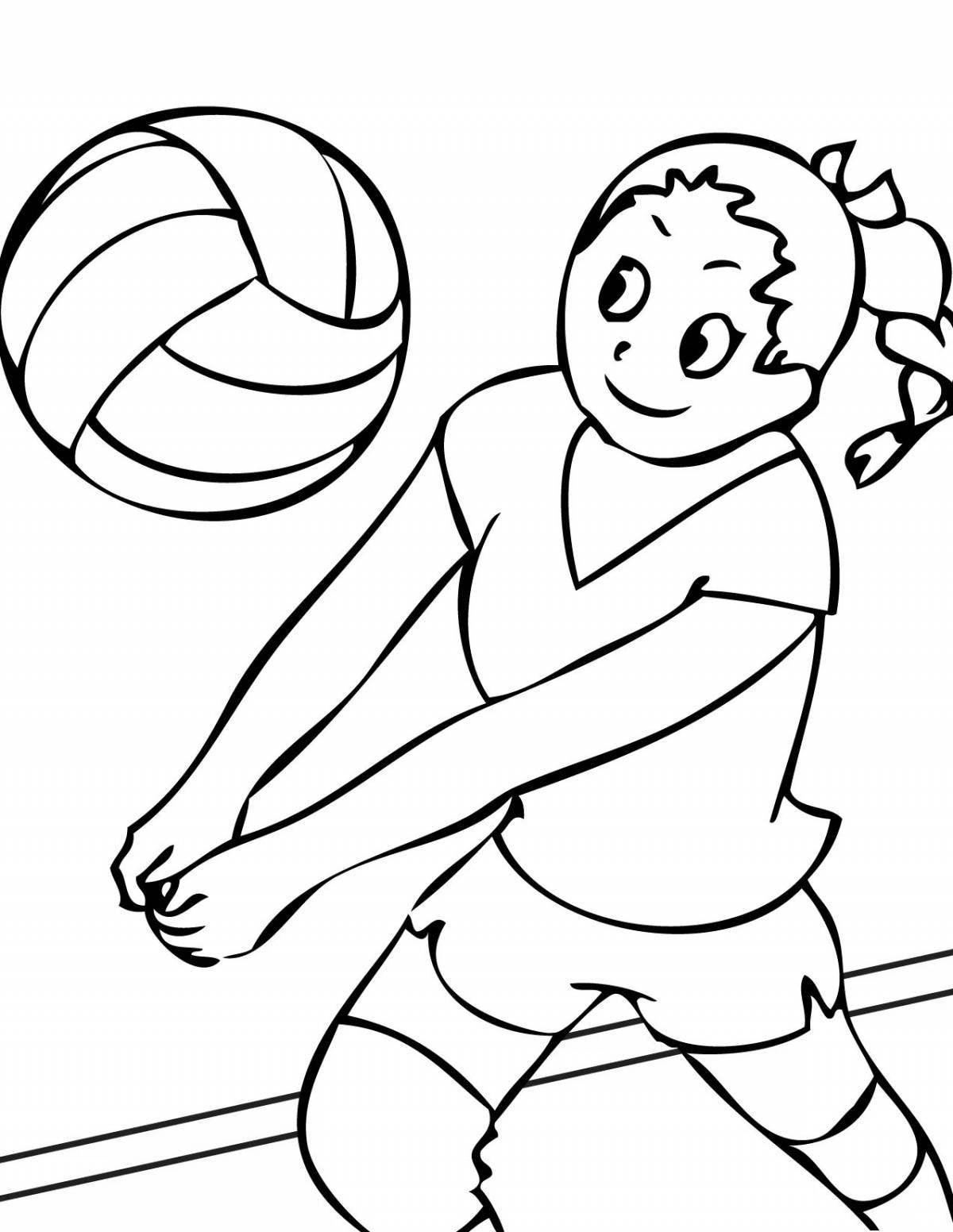 Colorful volleyball coloring book for teenagers