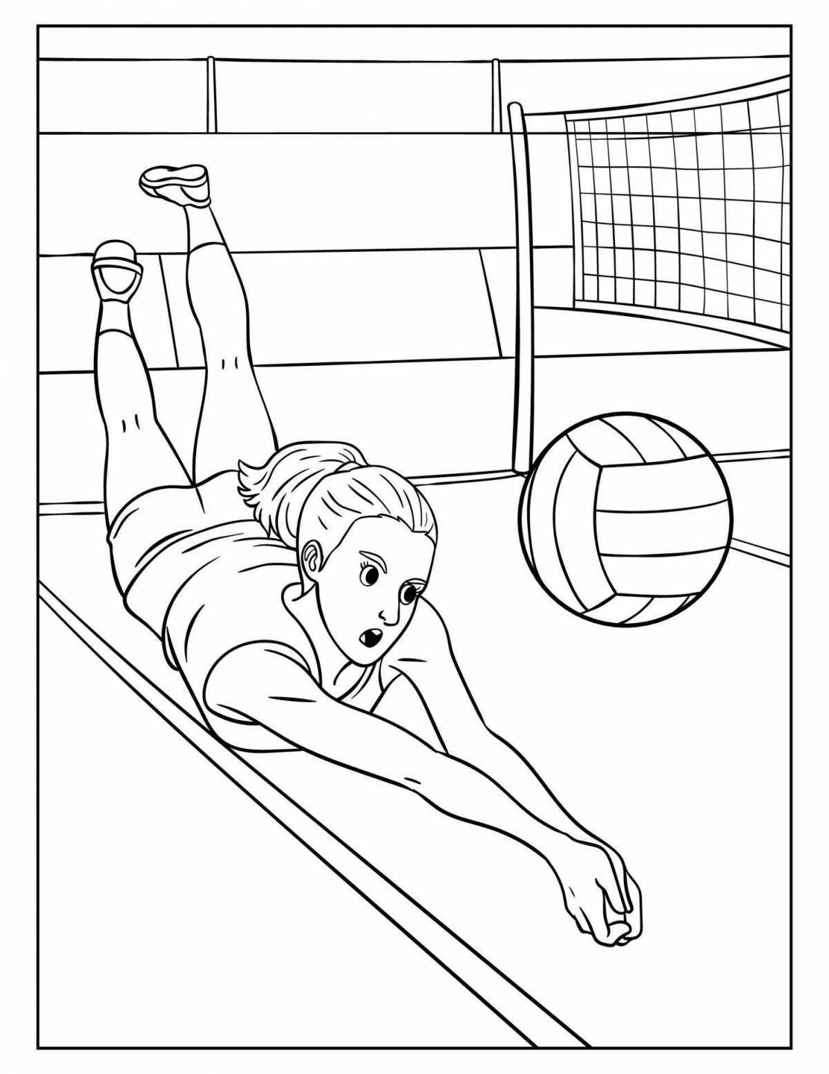 Colourful volleyball coloring book for youth