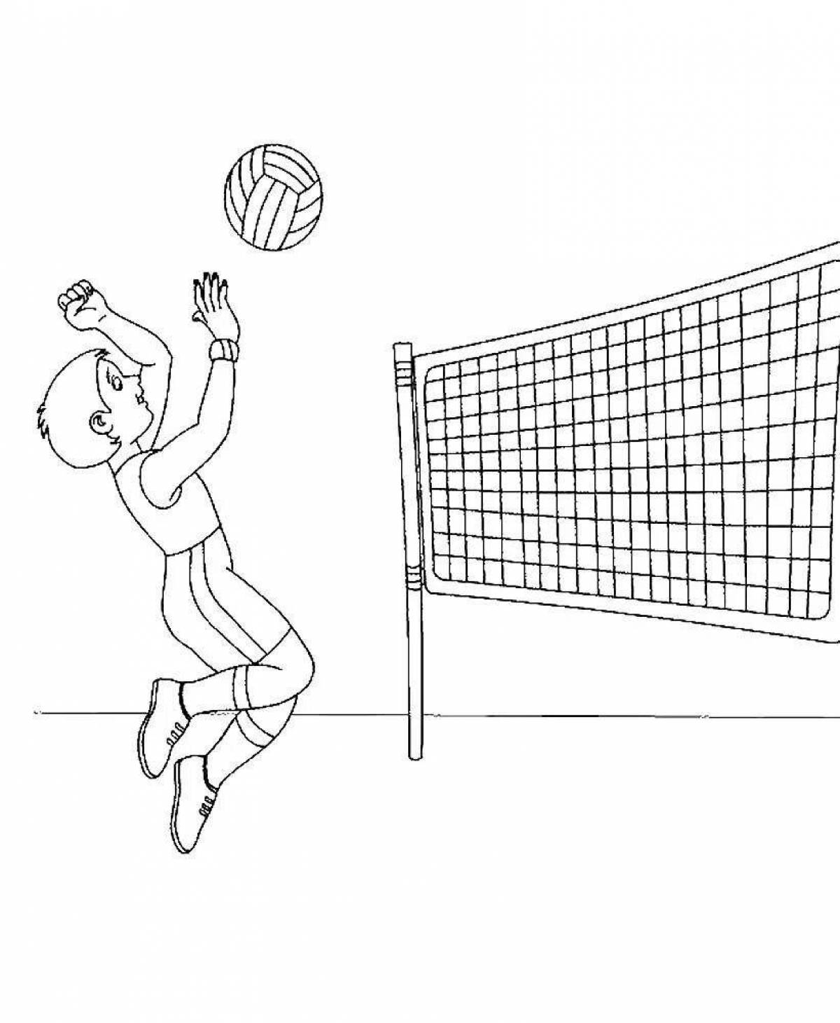 Colorful volleyball coloring book for all ages