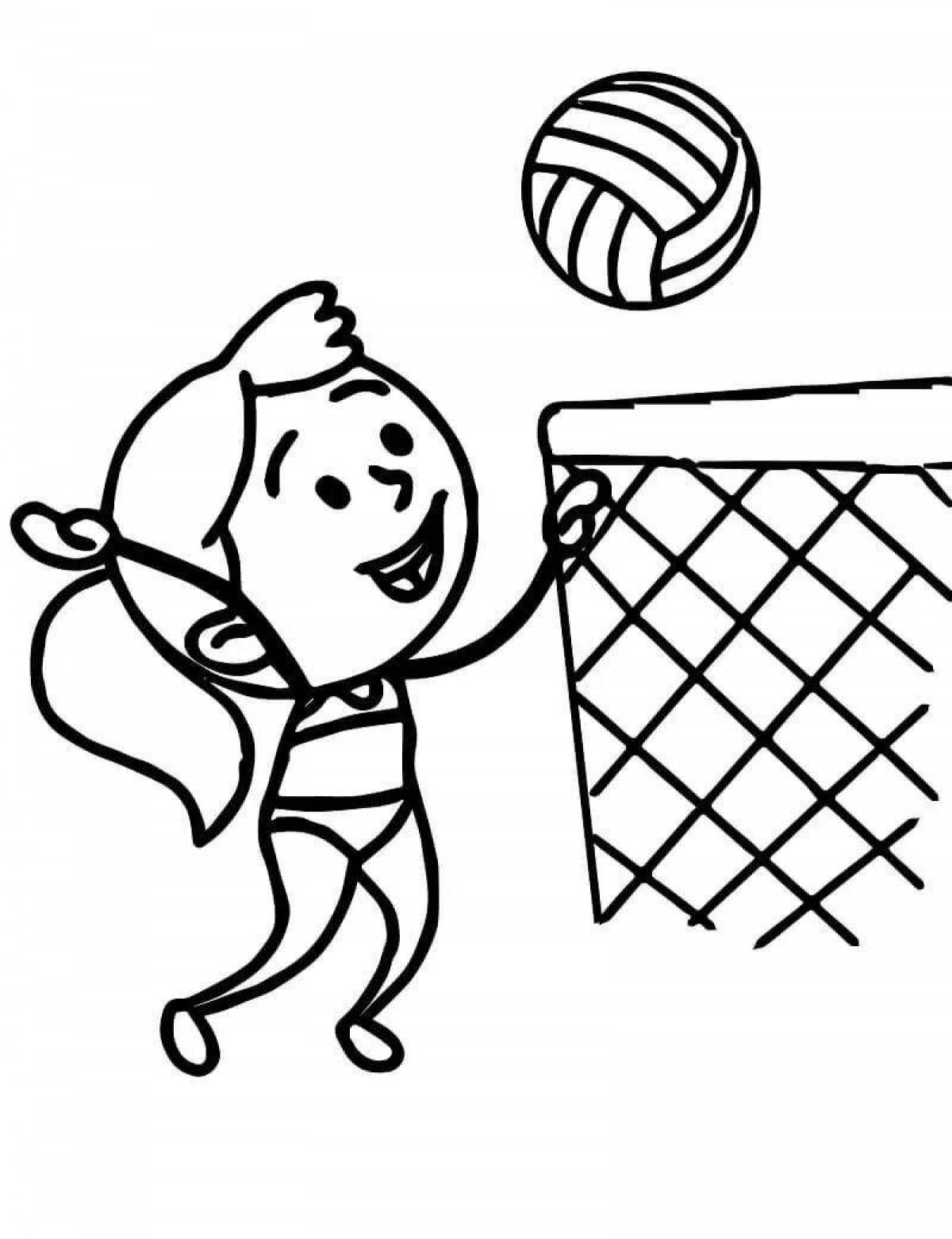 Colourful volleyball coloring book for boys