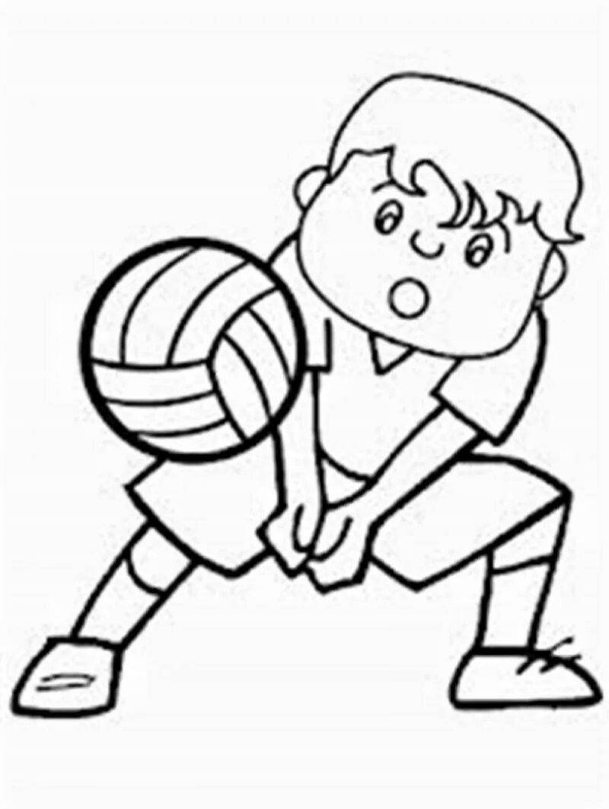 Colorful volleyball coloring book for girls