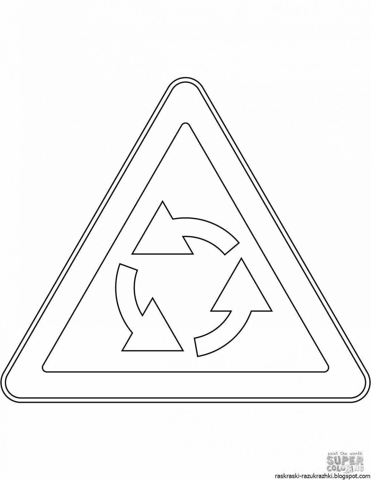 Glitter beaded warning sign coloring page