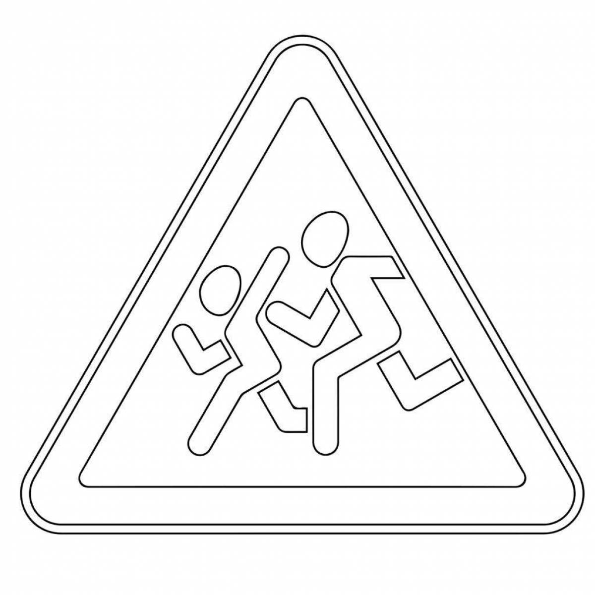 Colouring smooth beaded warning sign