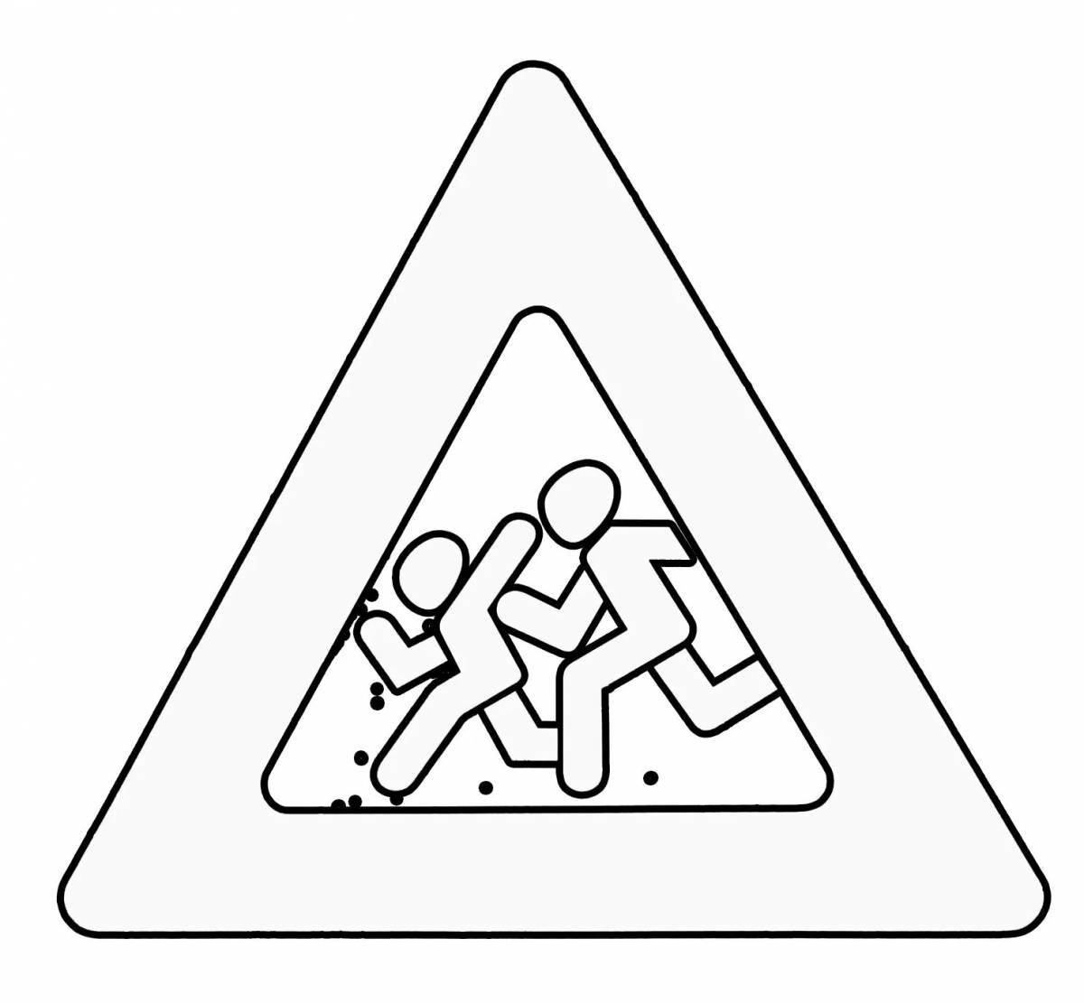 Раскраска жирный предупреждающий знак из бисера