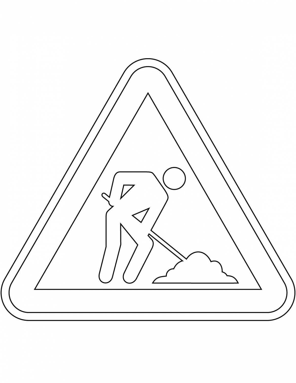 Coloring page beaded daring caution sign