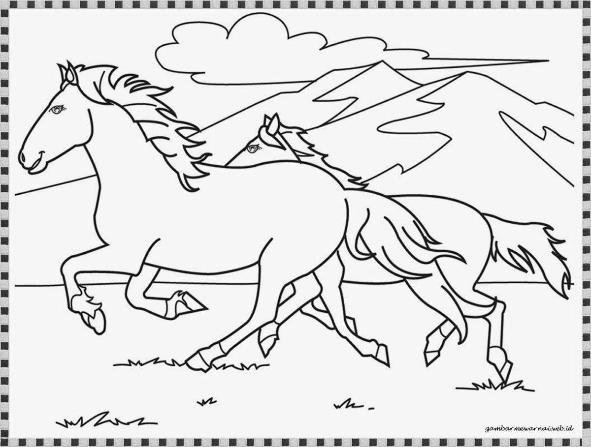 Sublime coloring page horse from kargopol