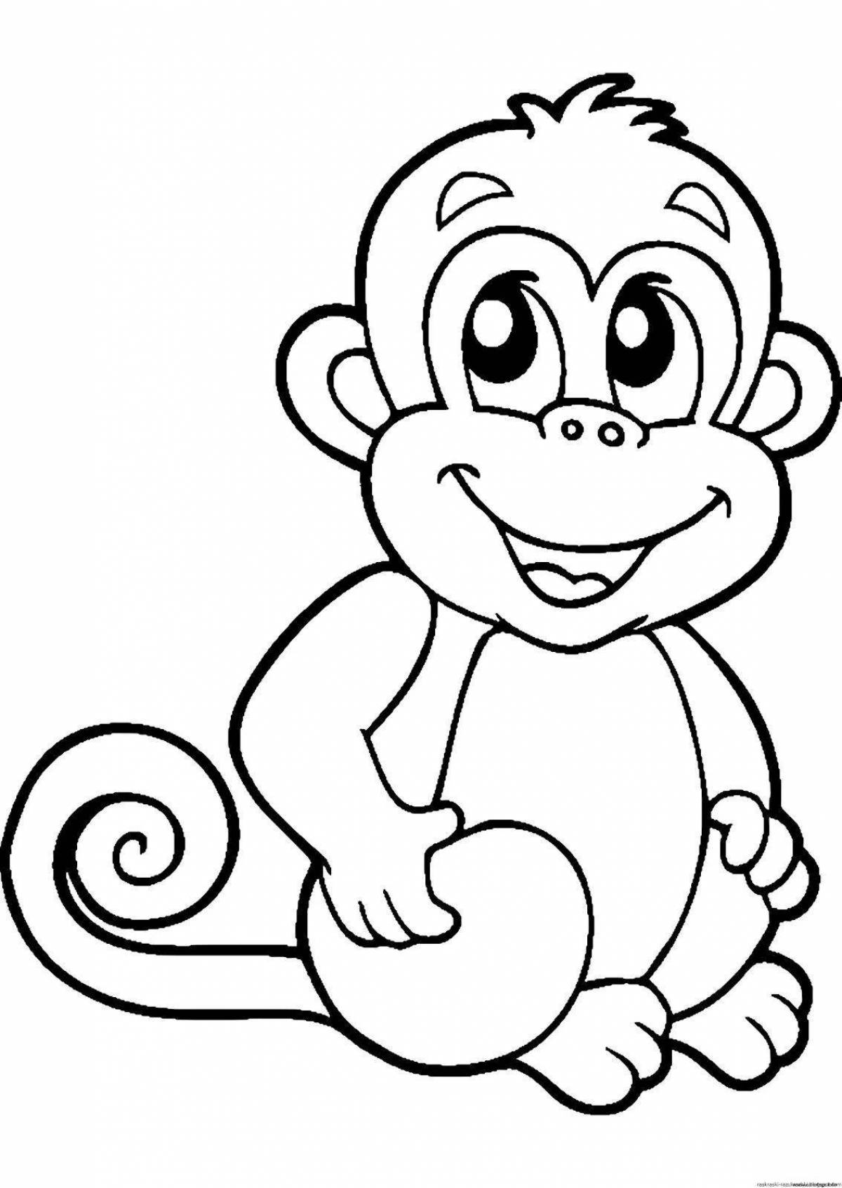 Радостная раскраска обезьянка