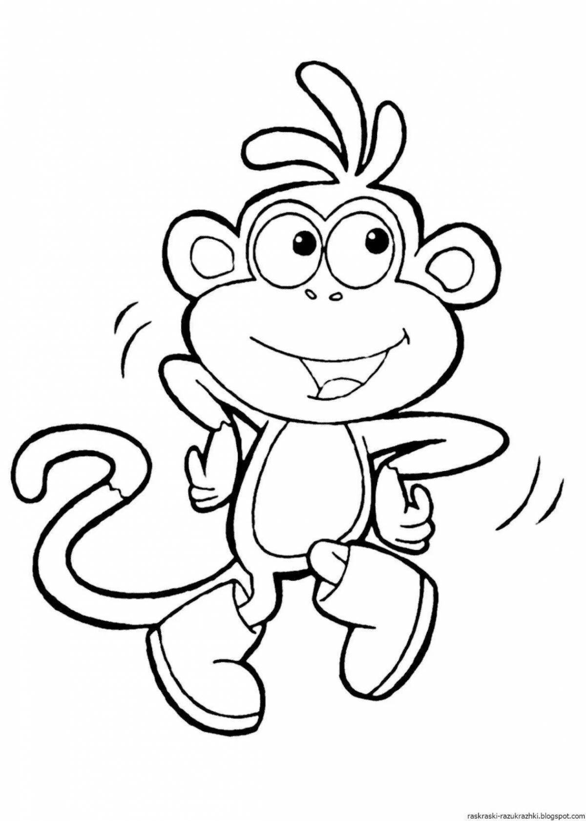 Любознательная раскраска обезьянка