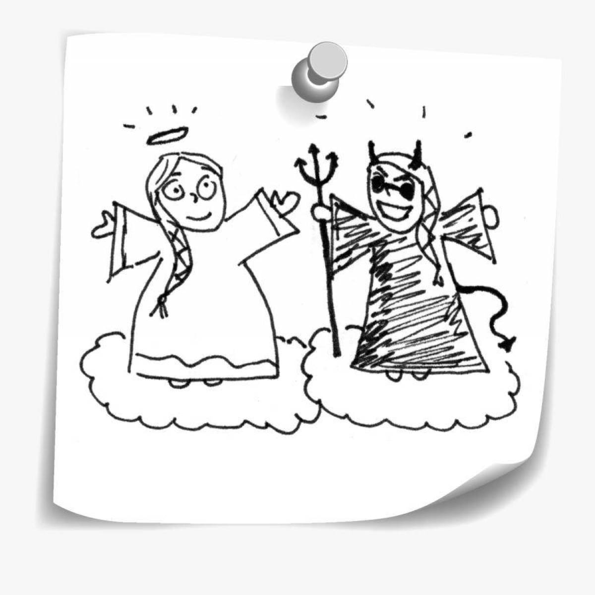 Bright good and evil coloring page