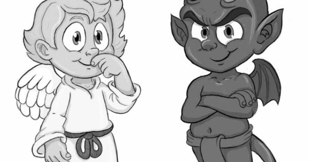 Intriguing good and evil coloring book