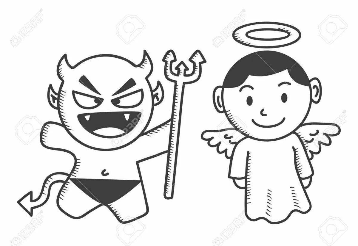 Adorable good and evil coloring page