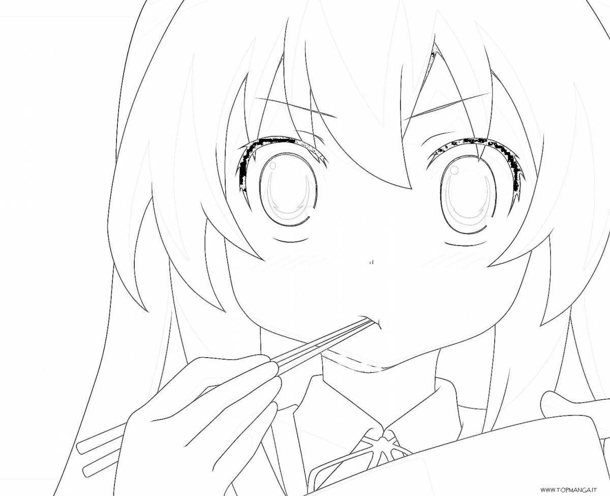 Playful anime sketch coloring page
