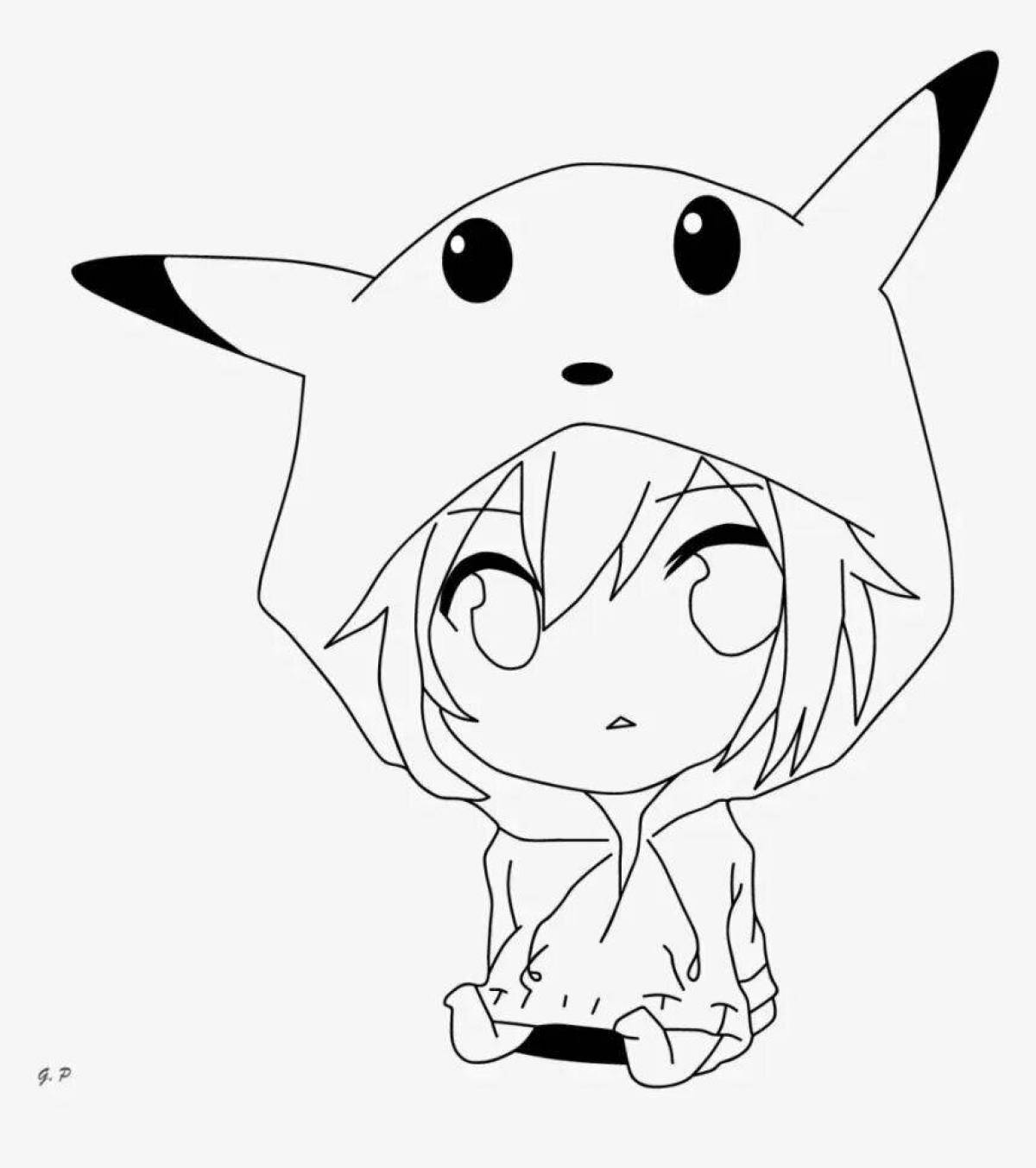 Creative anime sketch coloring page