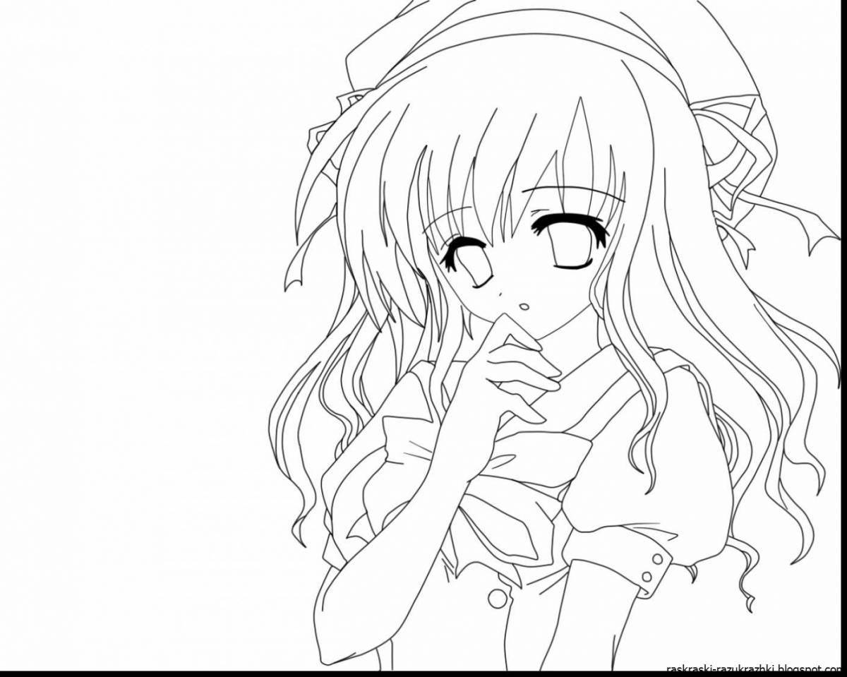 Stylish anime sketch coloring page