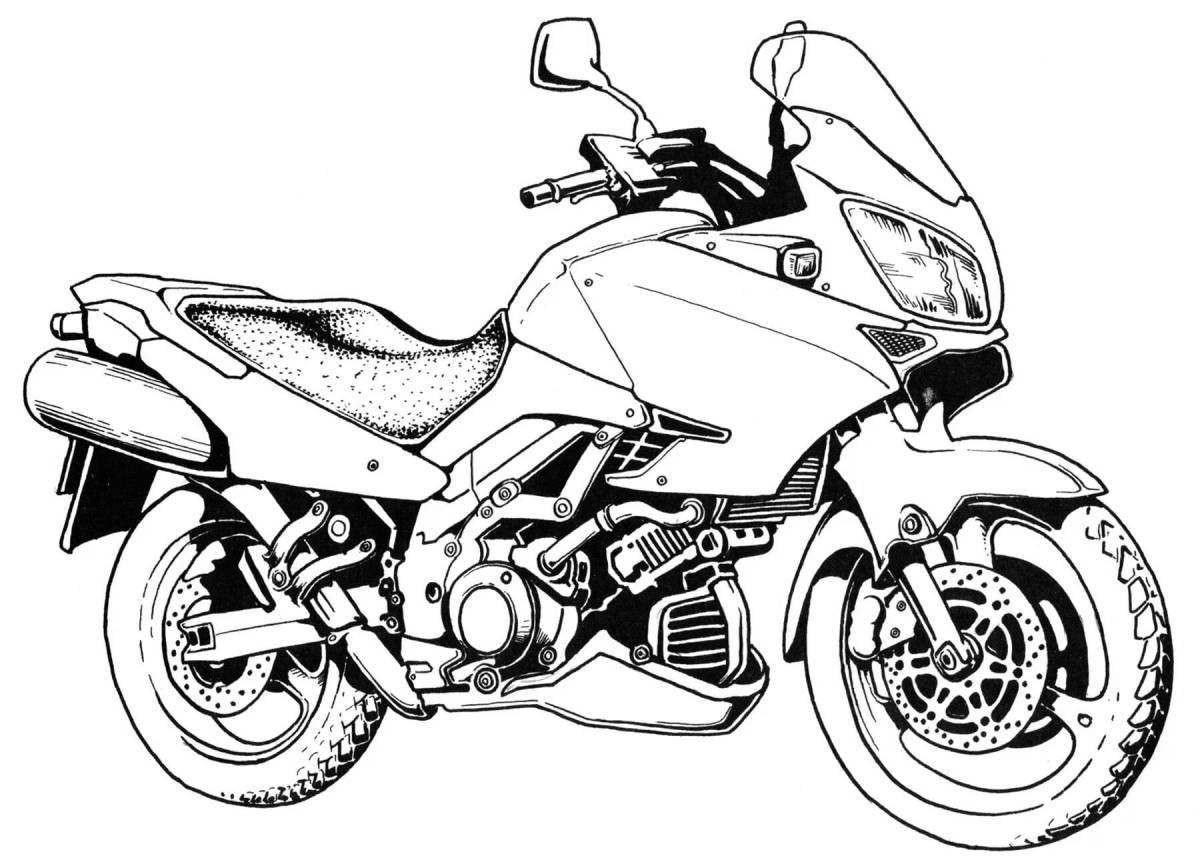 Coloring book shiny cars and motorcycles