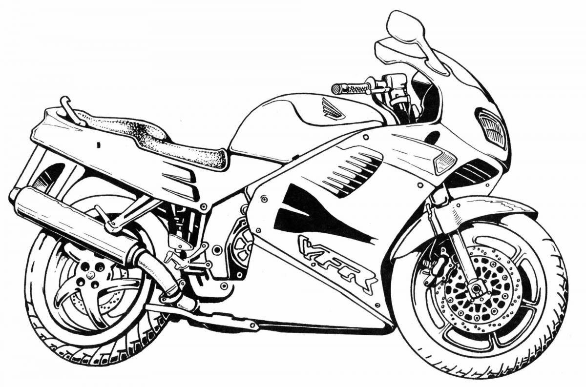 Coloring page funny cars and motorcycles
