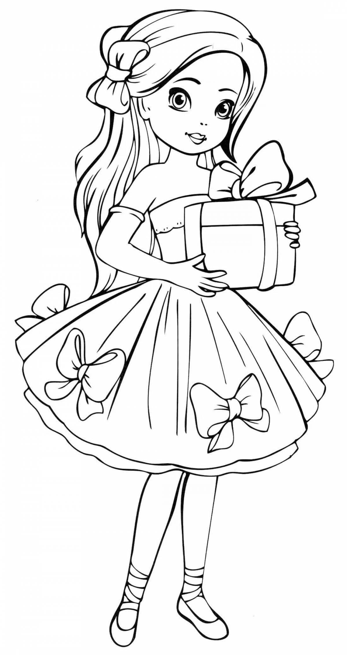 Radiant coloring page gift girls