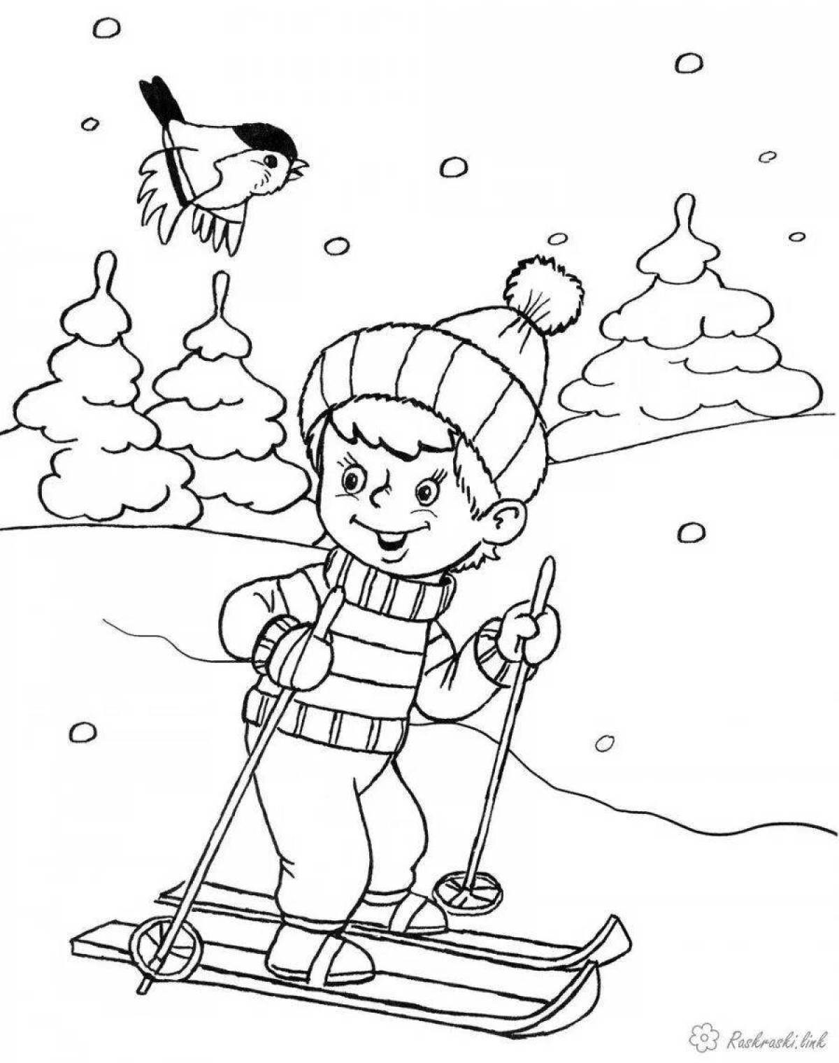 Shining skis coloring page