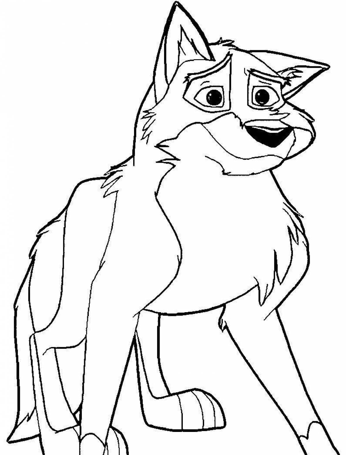 Fat cartoon wolf coloring page