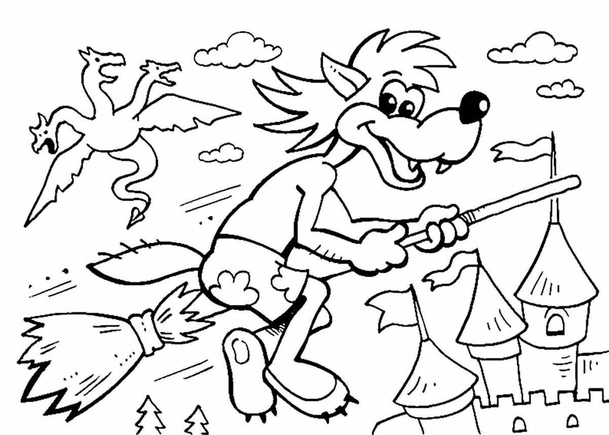 Amazing cartoon wolf coloring page