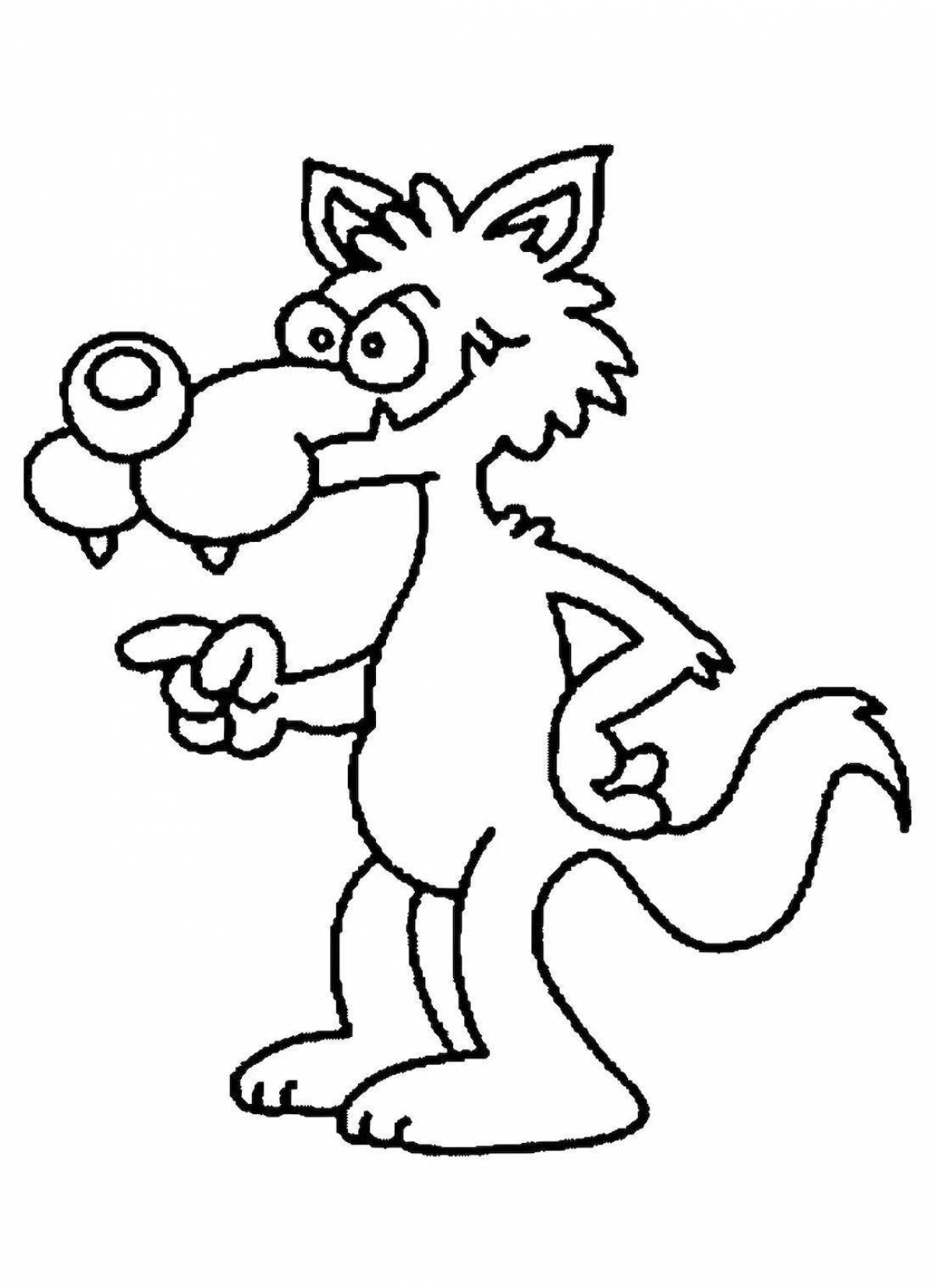 Coloring page graceful cartoon wolf