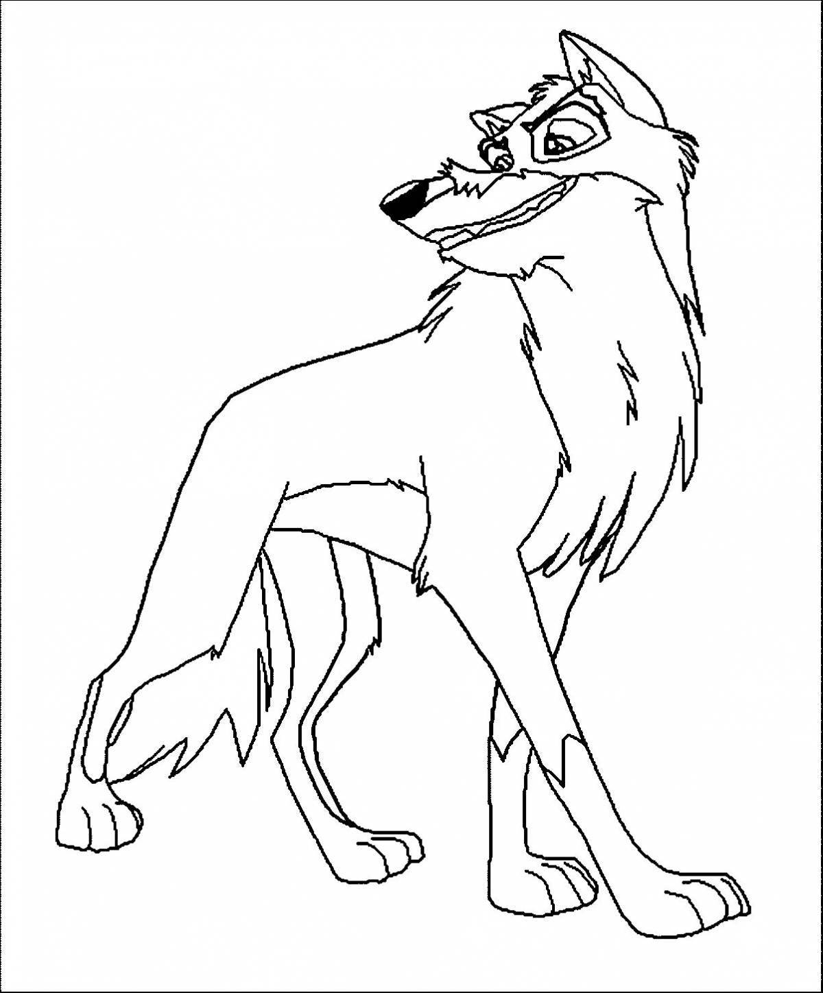 Coloring book quirky cartoon wolf