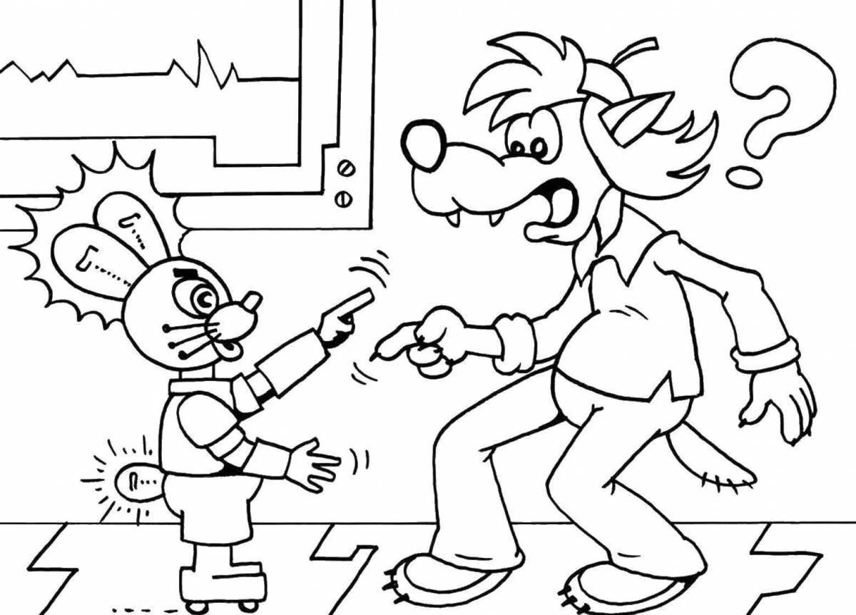 Adorable cartoon wolf coloring book