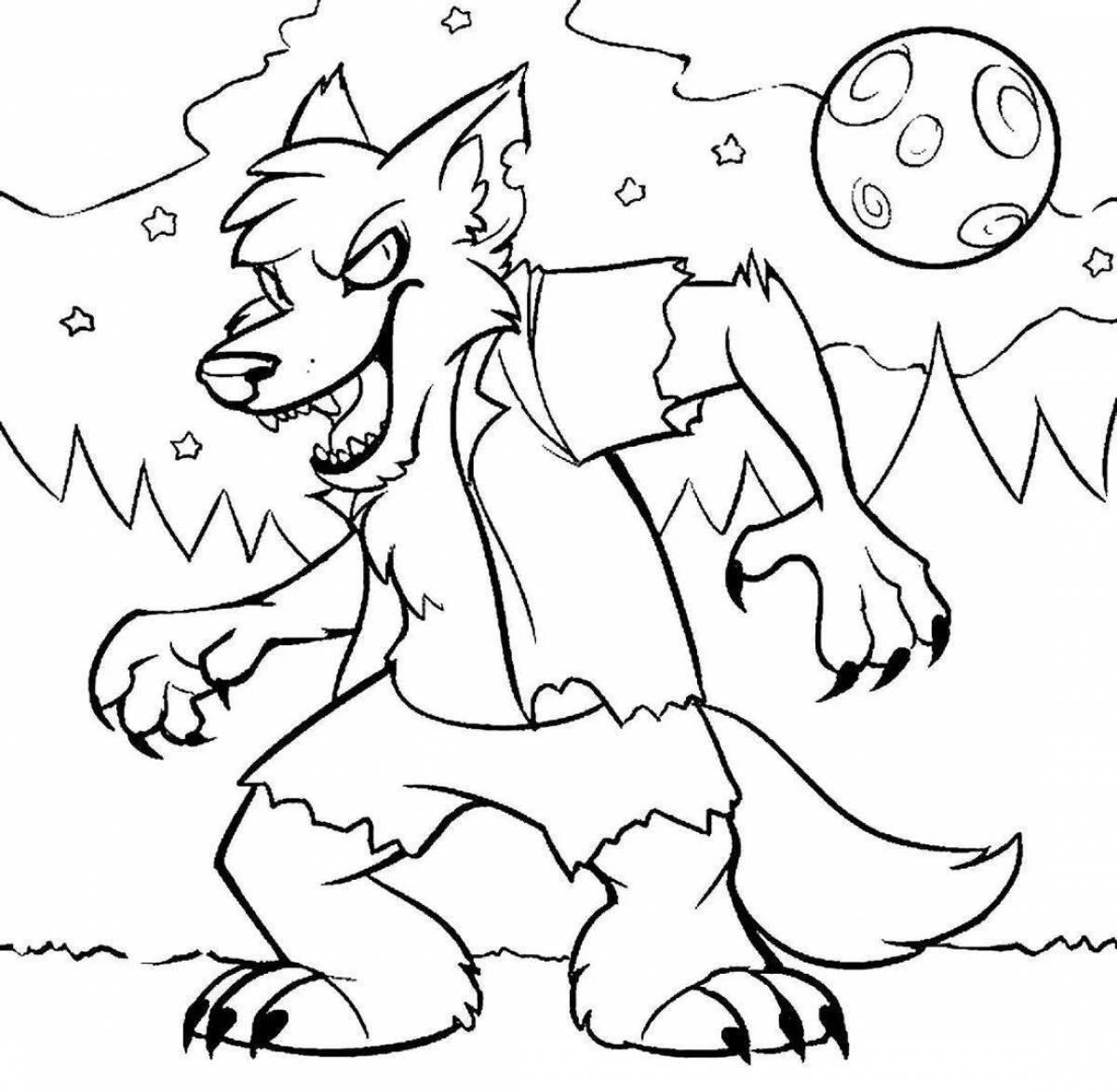 Gorgeous cartoon wolf coloring page