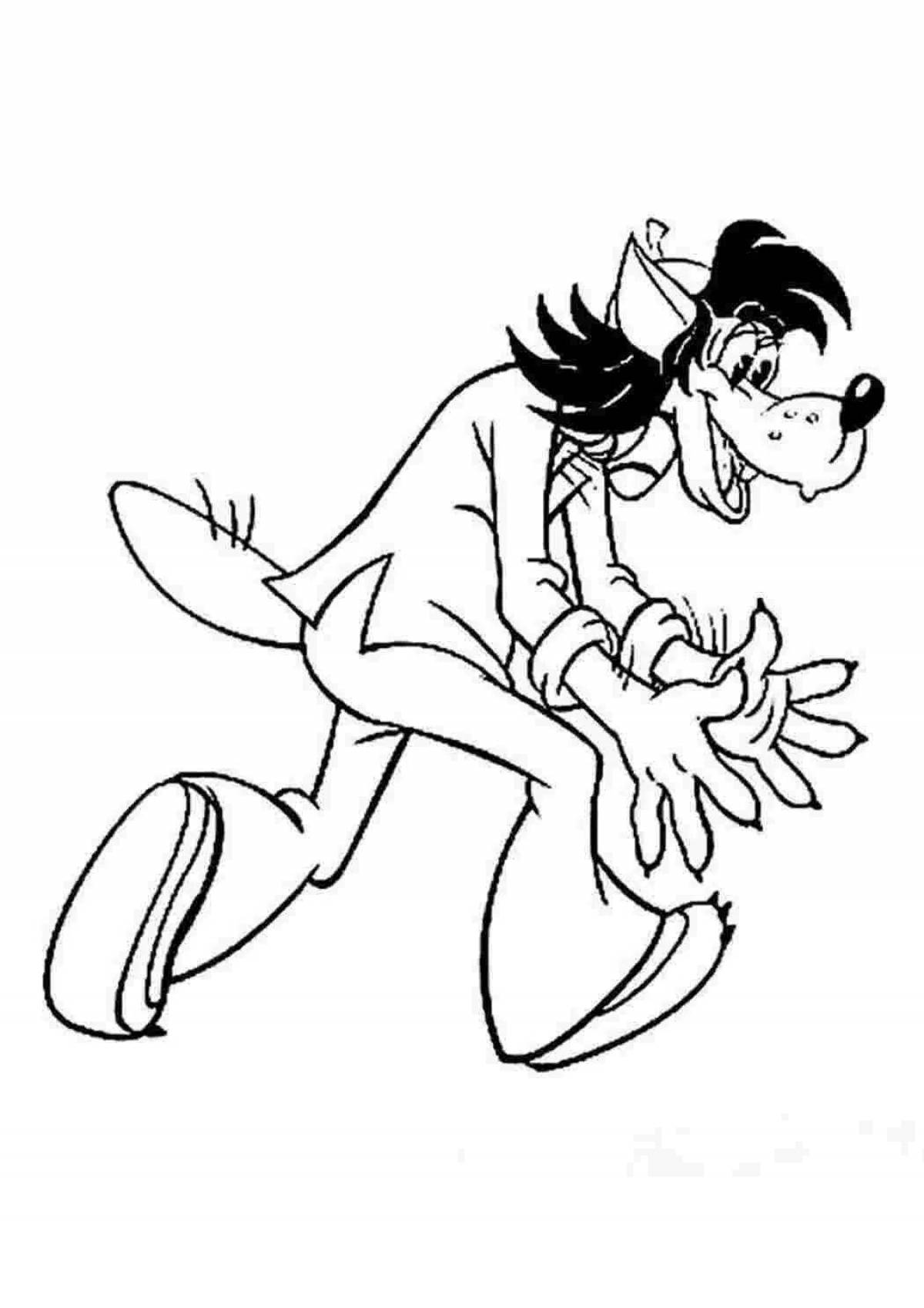 Rampant cartoon wolf coloring page