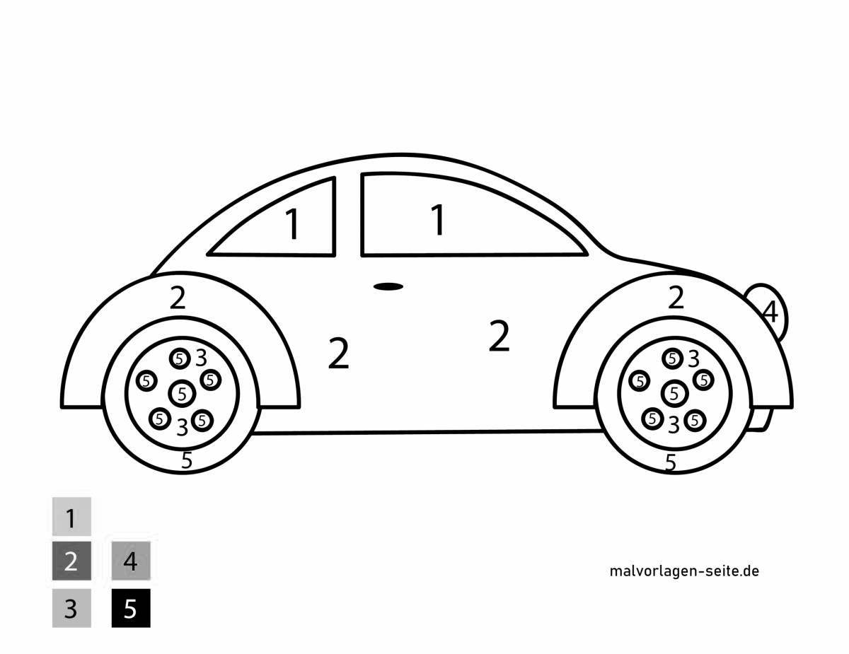Веселая раскраска по номерам машин