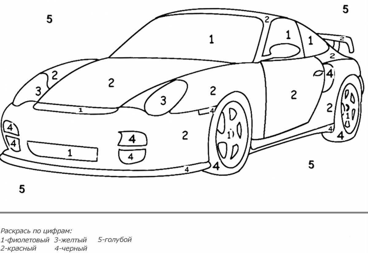 Colour shimmering coloring by car numbers