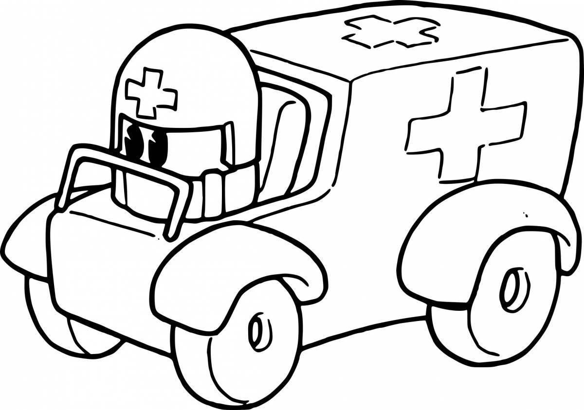 Раскраска милая машина скорой помощи