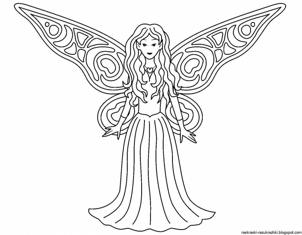 Очаровательная раскраска фея с крыльями