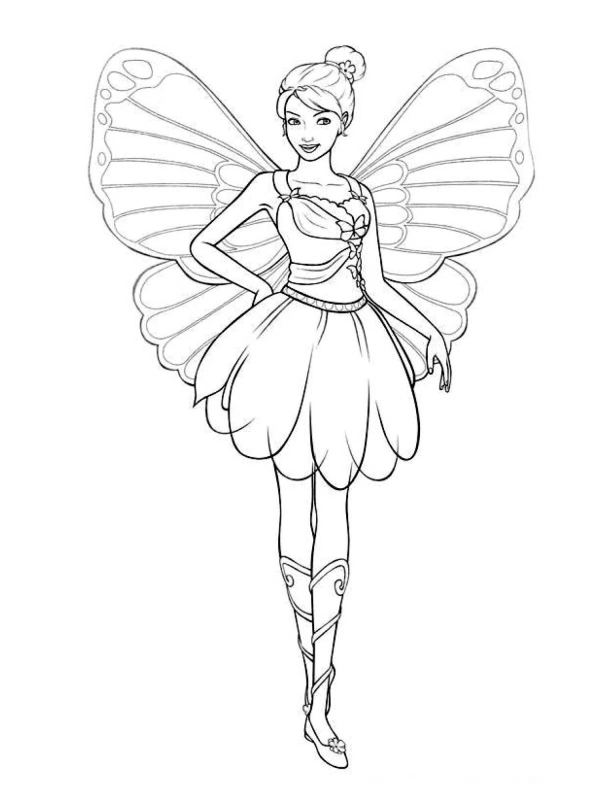 Majestic coloring fairy with wings