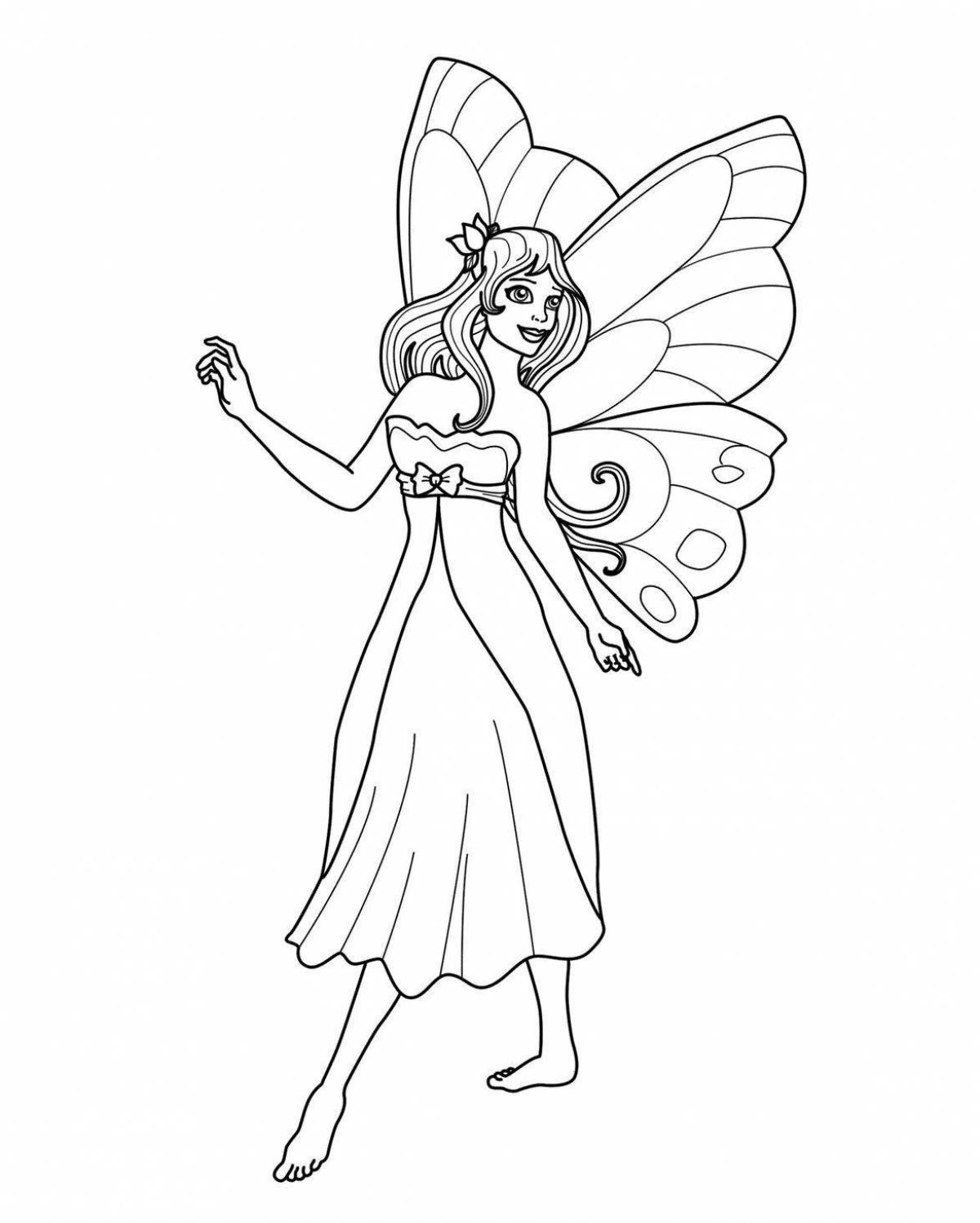 Great coloring fairy with wings