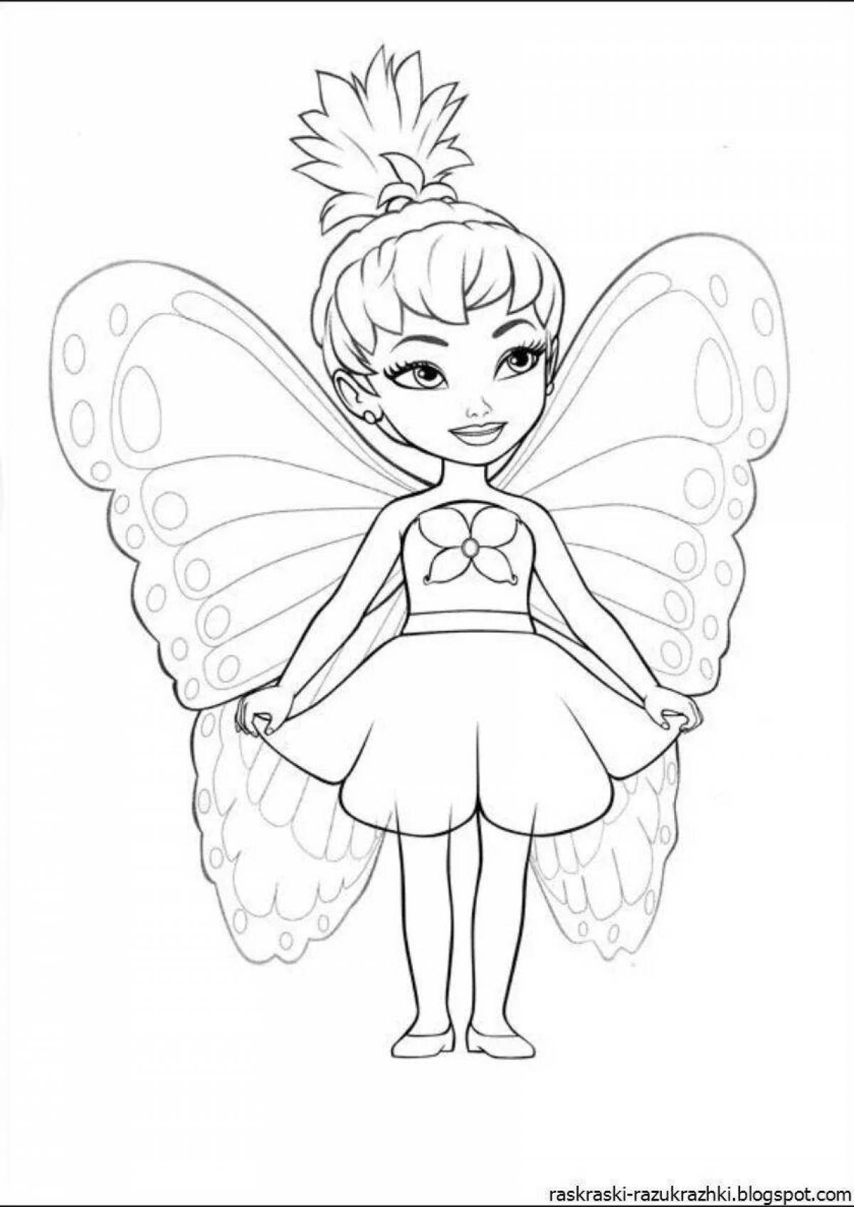 Elegant coloring fairy with wings