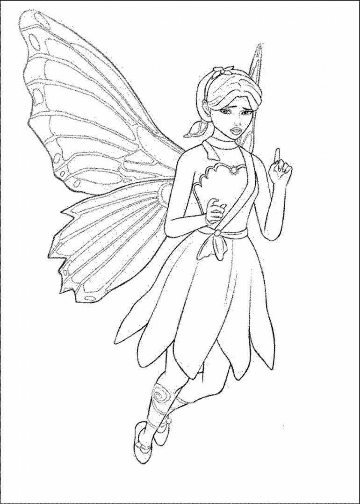 Fantastic coloring page fairy with wings