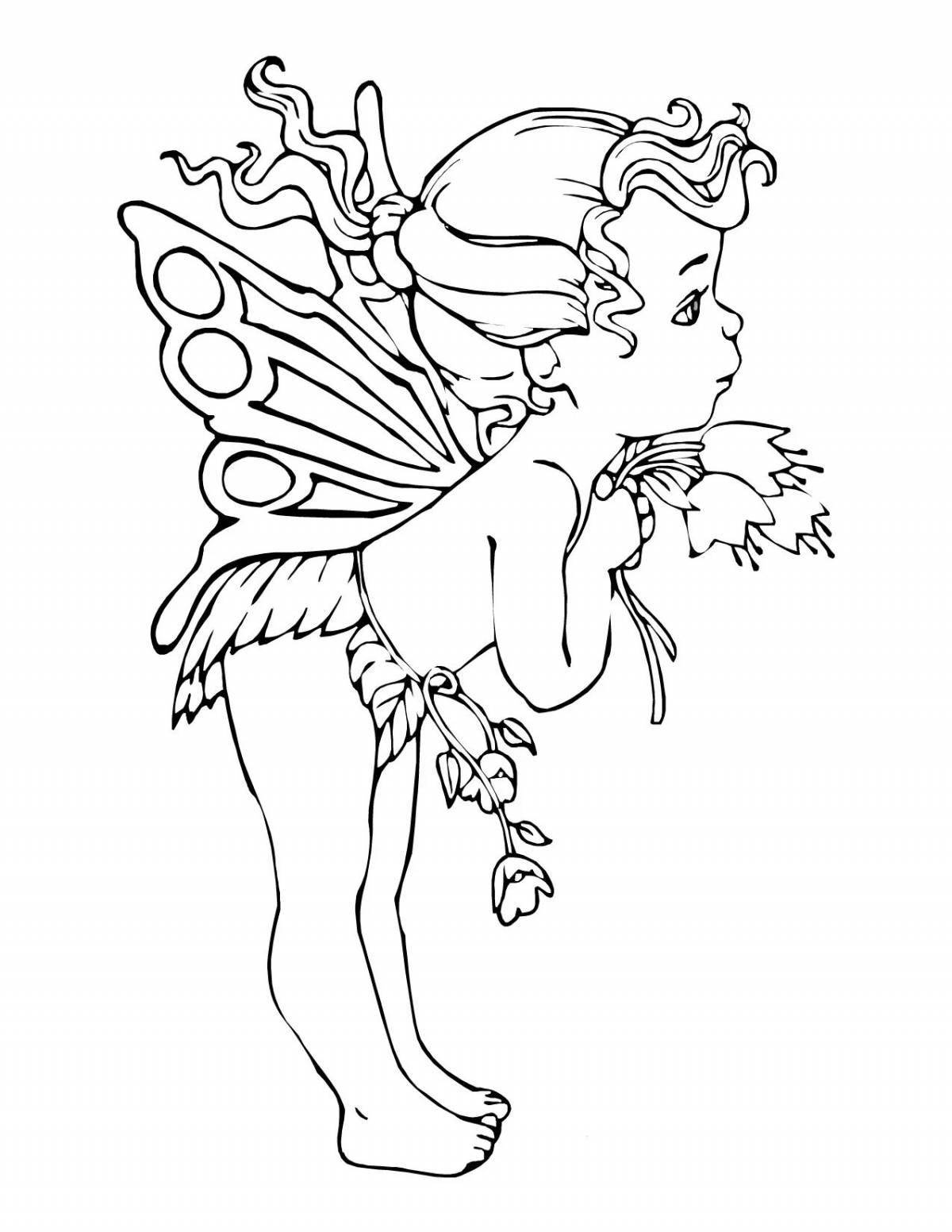 Fun coloring fairy with wings