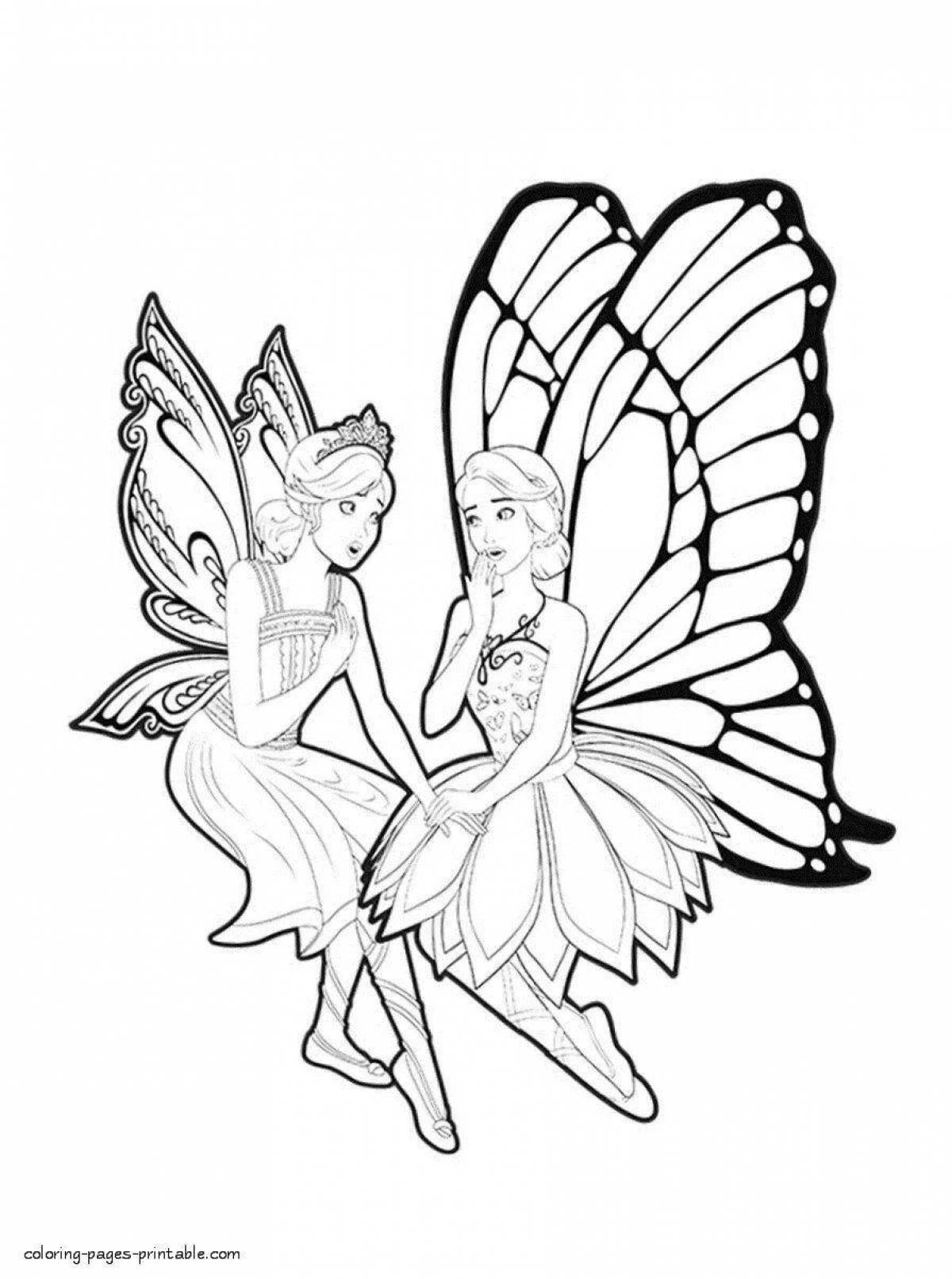 Прекрасная раскраска фея с крыльями