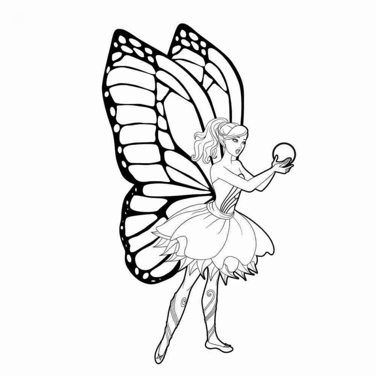 Violent coloring fairy with wings