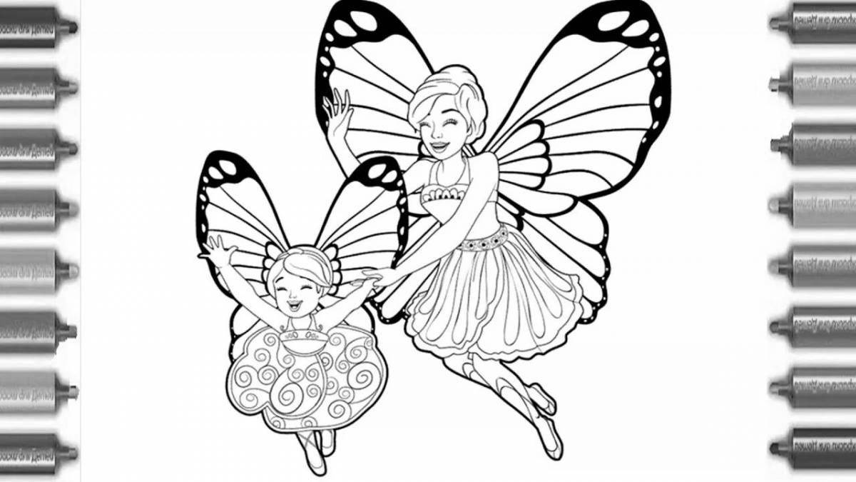 Colouring serene fairy with wings