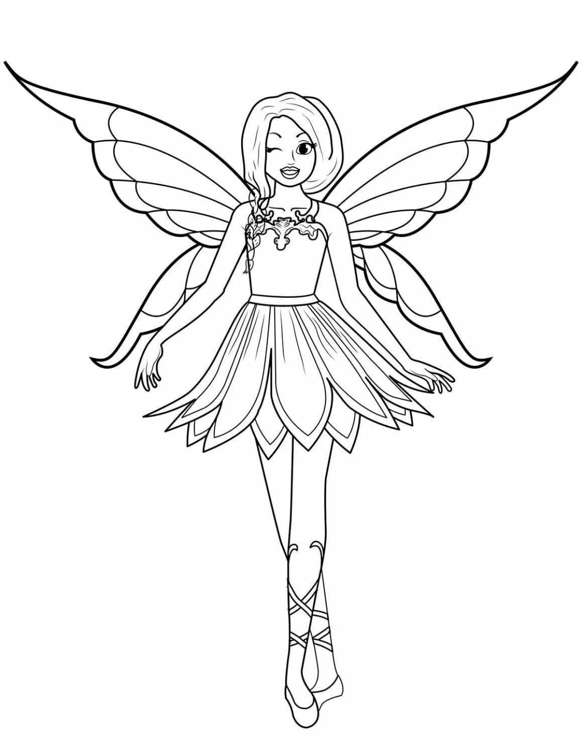Fancy coloring fairy with wings