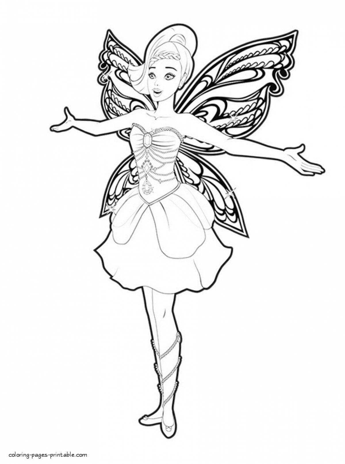 Flying coloring fairy with wings
