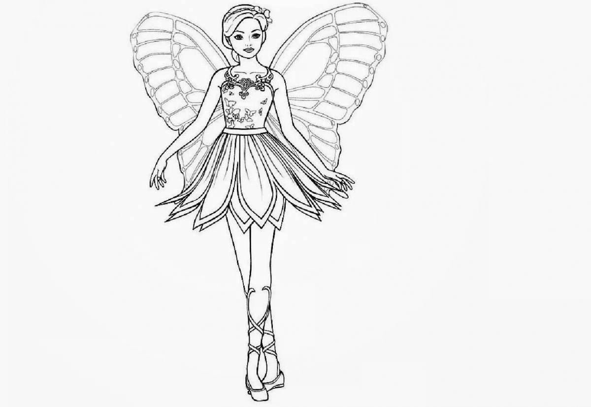 Exotic coloring fairy with wings