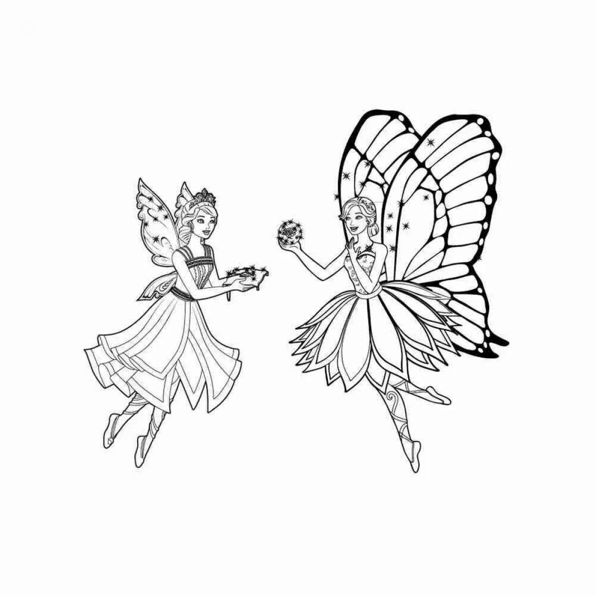 Dreamy coloring fairy with wings