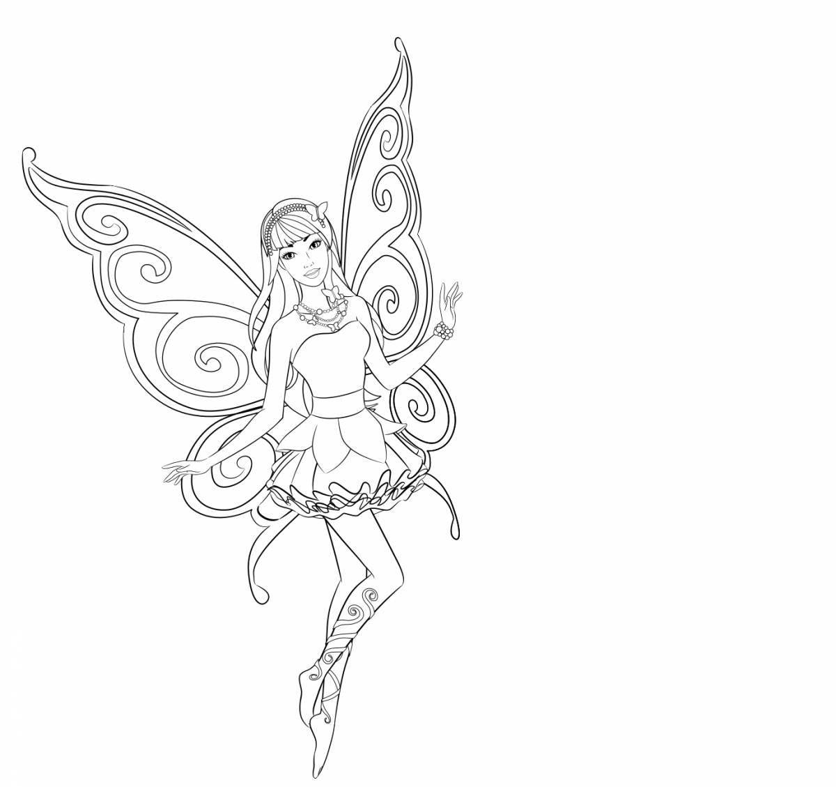 Fine coloring fairy with wings