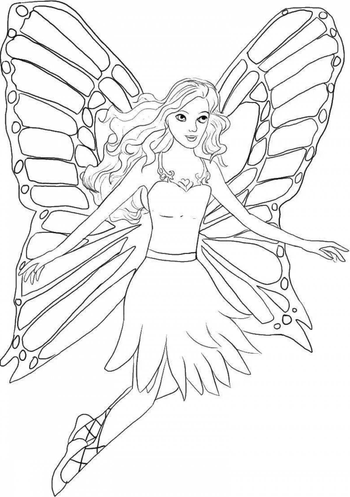 Небесная раскраска фея с крыльями