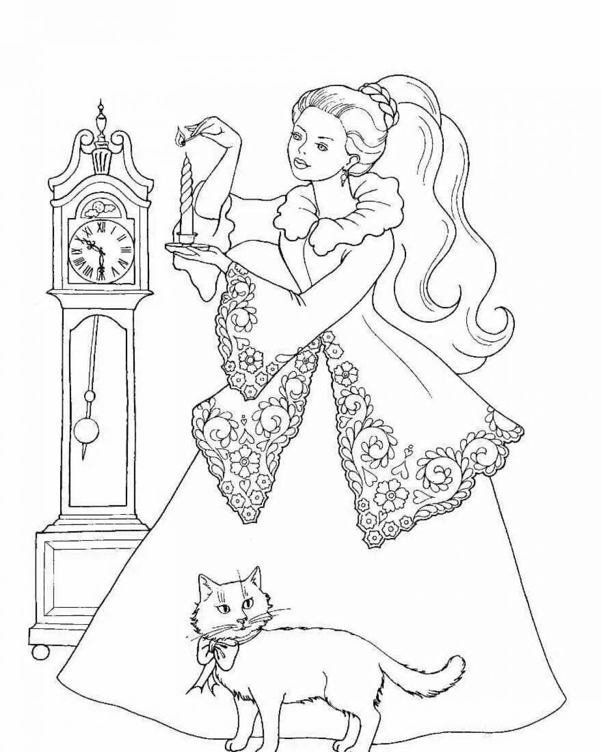 Светящаяся раскраска принцесса с котенком